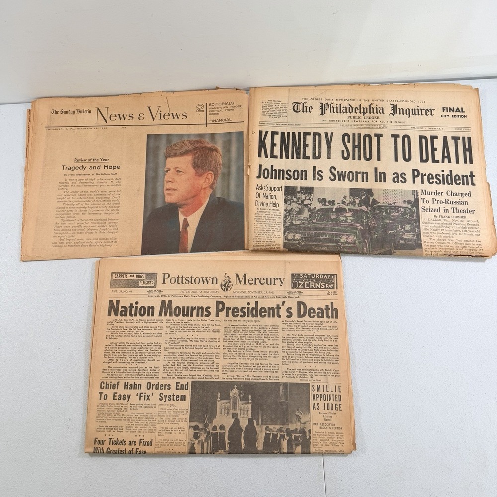 John F Kennedy Assassination Newspaper 11/23/63 Philadelphia Inquirer Pottstown